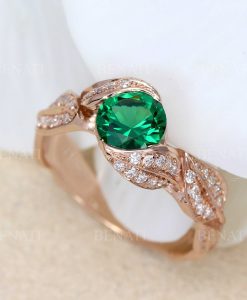Emerald Ring, Leaves Engagement Ring