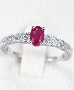 Ruby vintage ring, Antique engagement ring - Image 5
