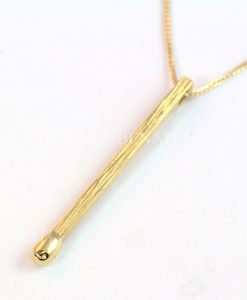 Gold Match Stick Pendant, 14k Match Pendant - Image 5