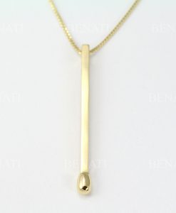 Gold Match Stick Pendant, 14k Match Pendant - Image 6
