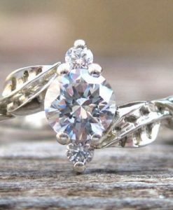 Moissanite Engagement Ring, Leaves Moissanite Engagement Ring - Image 2