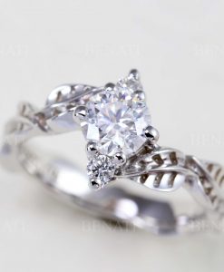 Moissanite Engagement Ring, Leaves Moissanite Engagement Ring - Image 7