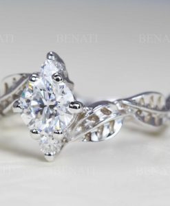 Moissanite Engagement Ring, Leaves Moissanite Engagement Ring - Image 9