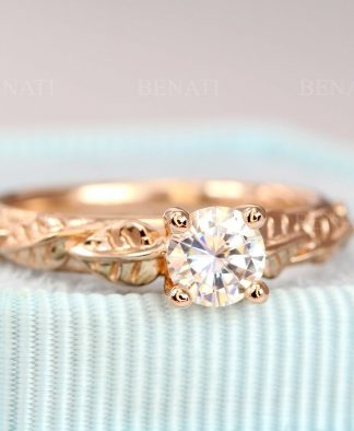 Leaf Diamond Engagement Ring, Engagement Ring