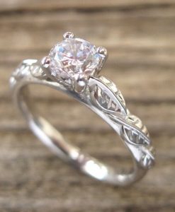 Leaf Diamond Engagement Ring, Engagement Ring - Image 4