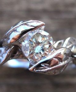 Leaf Engagement Ring, Leaf Moissanite Engagement Ring - Image 4