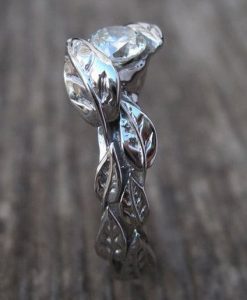 Leaf Engagement Ring, Leaf Moissanite Engagement Ring - Image 5