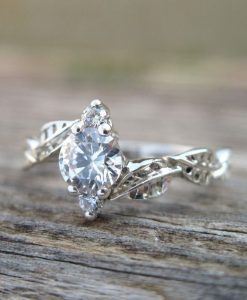 Leaf Diamond Engagement Ring, Leaves Engagement Ring - Image 2