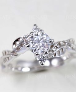 Leaf Diamond Engagement Ring, Leaves Engagement Ring - Image 5