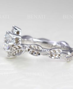 Leaf Diamond Engagement Ring, Leaves Engagement Ring - Image 6