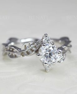 Leaf Diamond Engagement Ring, Leaves Engagement Ring - Image 7