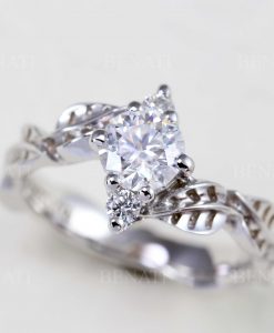 Leaf Diamond Engagement Ring, Leaves Engagement Ring - Image 10