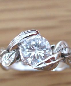 Moissanite Engagement Ring, Floral Vine Ring - Image 3