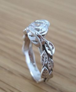 Moissanite Engagement Ring, Floral Vine Ring - Image 5