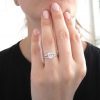Moissanite Engagement Ring, Oval Engagement Ring With Wood Texture