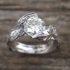 Moissanite vintage engagement ring, Unique Cluster rose gold bridal ring