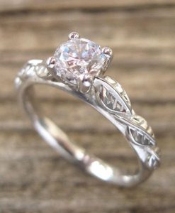 Moissanite Nature Engagement Ring, Rose gold nature engagement ring - Image 2
