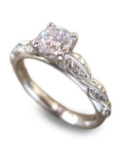 Moissanite Nature Engagement Ring, Rose gold nature engagement ring - Image 3