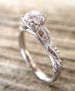Moissanite Nature Engagement Ring, Rose gold nature engagement ring - Image 4