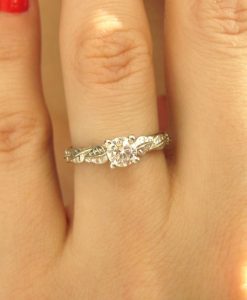 Moissanite Nature Engagement Ring, Rose gold nature engagement ring - Image 6