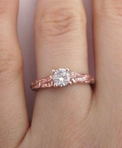 Moissanite Nature Engagement Ring, Rose gold nature engagement ring - Image 7