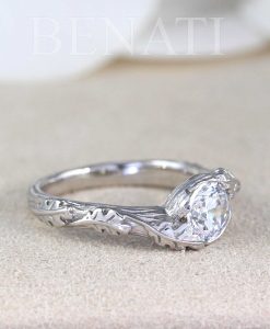 Moissanite Ring, Leaf Ring - Image 2