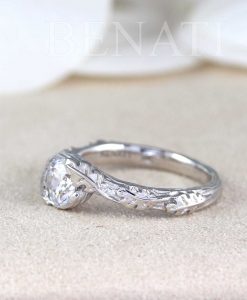 Moissanite Ring, Leaf Ring - Image 3