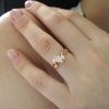 Rose Gold Moissonite Leaf Engagement Ring, Nature Inspired  Moissanite Engagement Ring