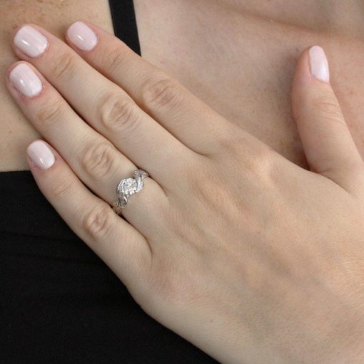 Unique Nature Leaf Ring, Moissanite Engagement Ring
