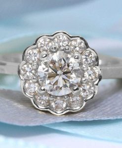 Vintage Style Engagement Ring, Cluster Antique Ring