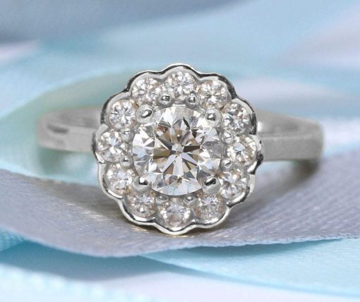 Vintage Style Engagement Ring, Cluster Antique Ring