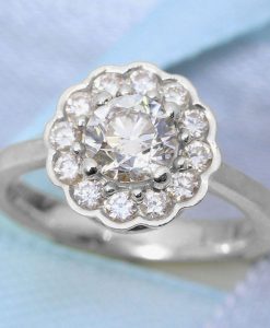 Vintage Style Engagement Ring, Cluster Antique Ring - Image 3