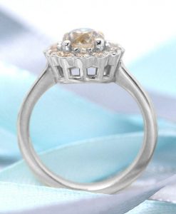 Vintage Style Engagement Ring, Cluster Antique Ring - Image 4