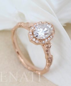 Vintage Moissanite Engagement Ring Rose Gold wedding Ring | Antique Oval cut Bridal ring| Art deco Halo Ring | Anniversary ring - Image 4