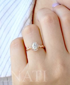 Vintage Moissanite Engagement Ring Rose Gold wedding Ring | Antique Oval cut Bridal ring| Art deco Halo Ring | Anniversary ring - Image 6