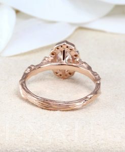Vintage Moissanite Engagement Ring Rose Gold wedding Ring | Antique Oval cut Bridal ring| Art deco Halo Ring | Anniversary ring - Image 7