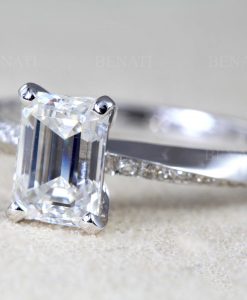 Emerald cut moissanite engagement ring, Mobius solitaire ring - Image 2