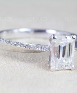 Emerald cut moissanite engagement ring, Mobius solitaire ring - Image 3