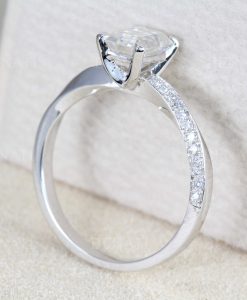 Emerald cut moissanite engagement ring, Mobius solitaire ring - Image 4