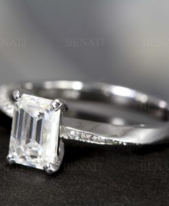 Emerald cut moissanite engagement ring, Mobius solitaire ring - Image 6
