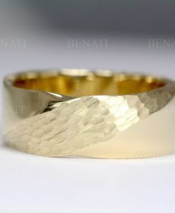 Wide Mens Gold Hammered Mobius Wedding Band, 8mm Mens Wedding Ring - Image 4
