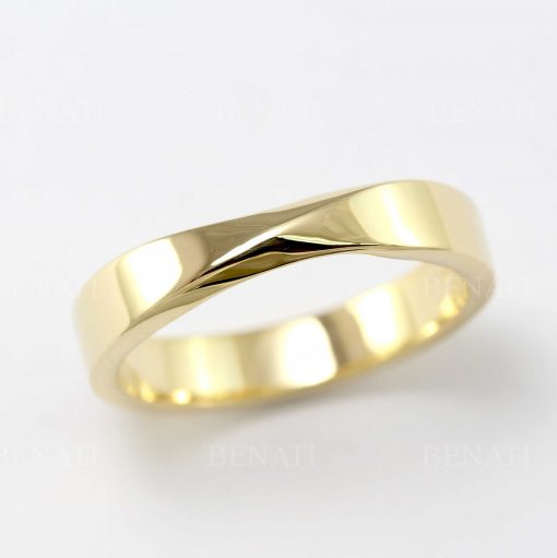 Yellow gold mobius wedding ring for mens and women
