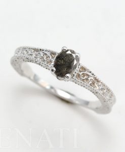Salt and pepper diamond vintage ring, Antique engagement ring - Image 3