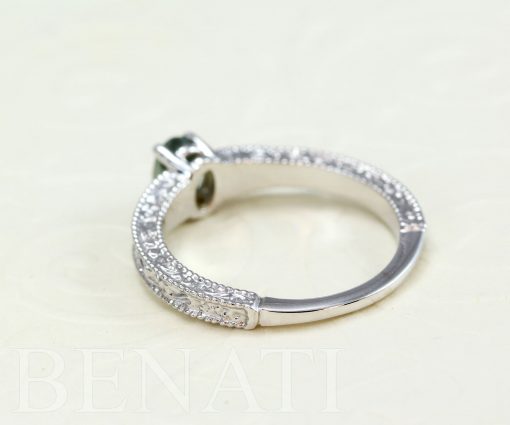 Salt and pepper diamond vintage ring, Antique engagement ring