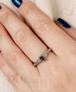 Salt and pepper diamond vintage ring, Antique engagement ring - Image 9
