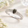 Salt and pepper diamond vintage ring, Antique engagement ring