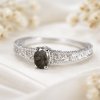 Salt and Pepper Diamond Engagement Ring 14k White Gold Filigree