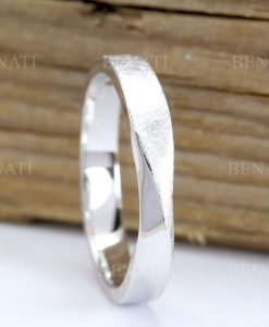 Mobius Wedding Band With Scratched Texture, 4.5mm Mobius Inspired Wedding Ring - Image 9