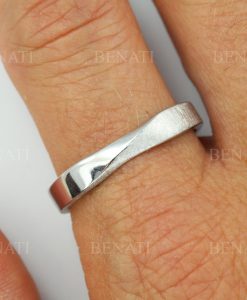 Mobius Wedding Band With Scratched Texture, 4.5mm Mobius Inspired Wedding Ring - Image 10
