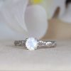 Solid Gold Nature Moonstone Promise Ring, Rainbow Moonstone Ring